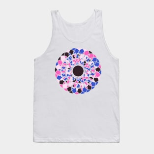 Random geometric elements in round ornament in bright neon colors Tank Top